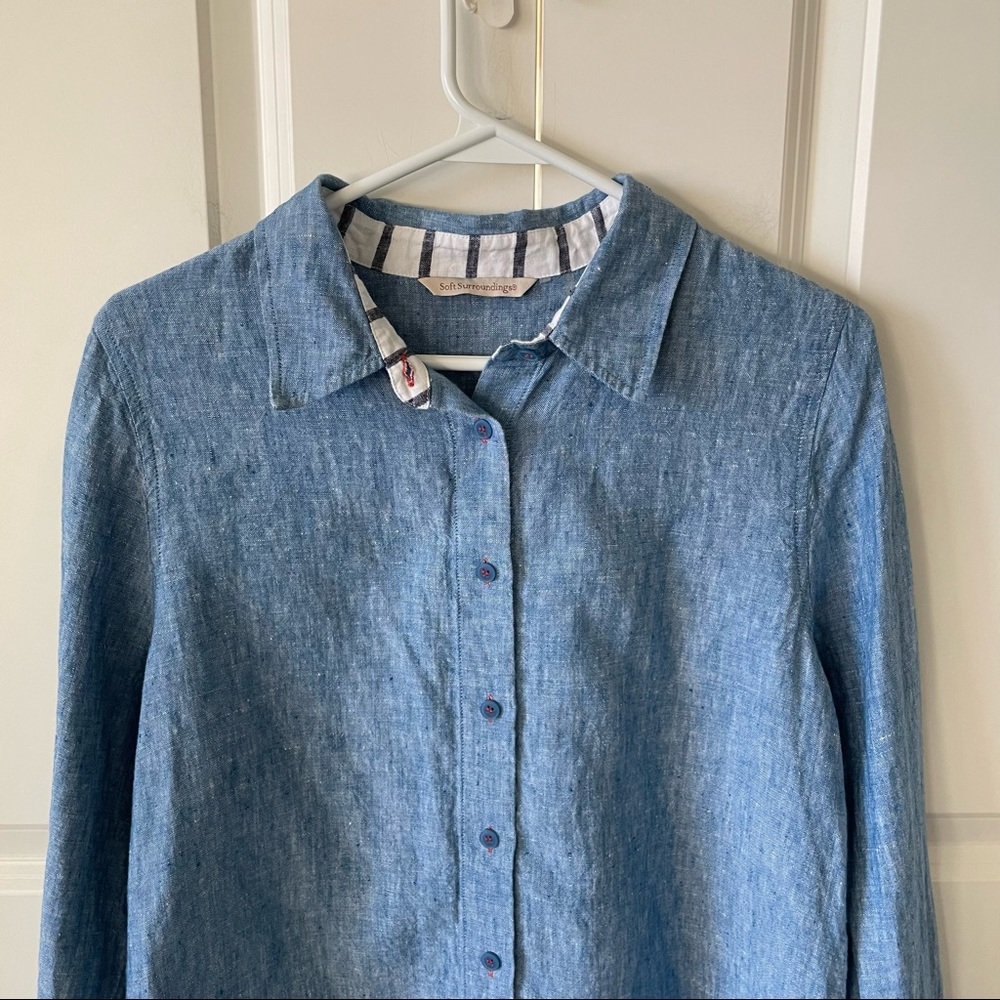 Soft Surroundings Linen Button Front Tunic Dress Size Medium - Picture 3 of 10